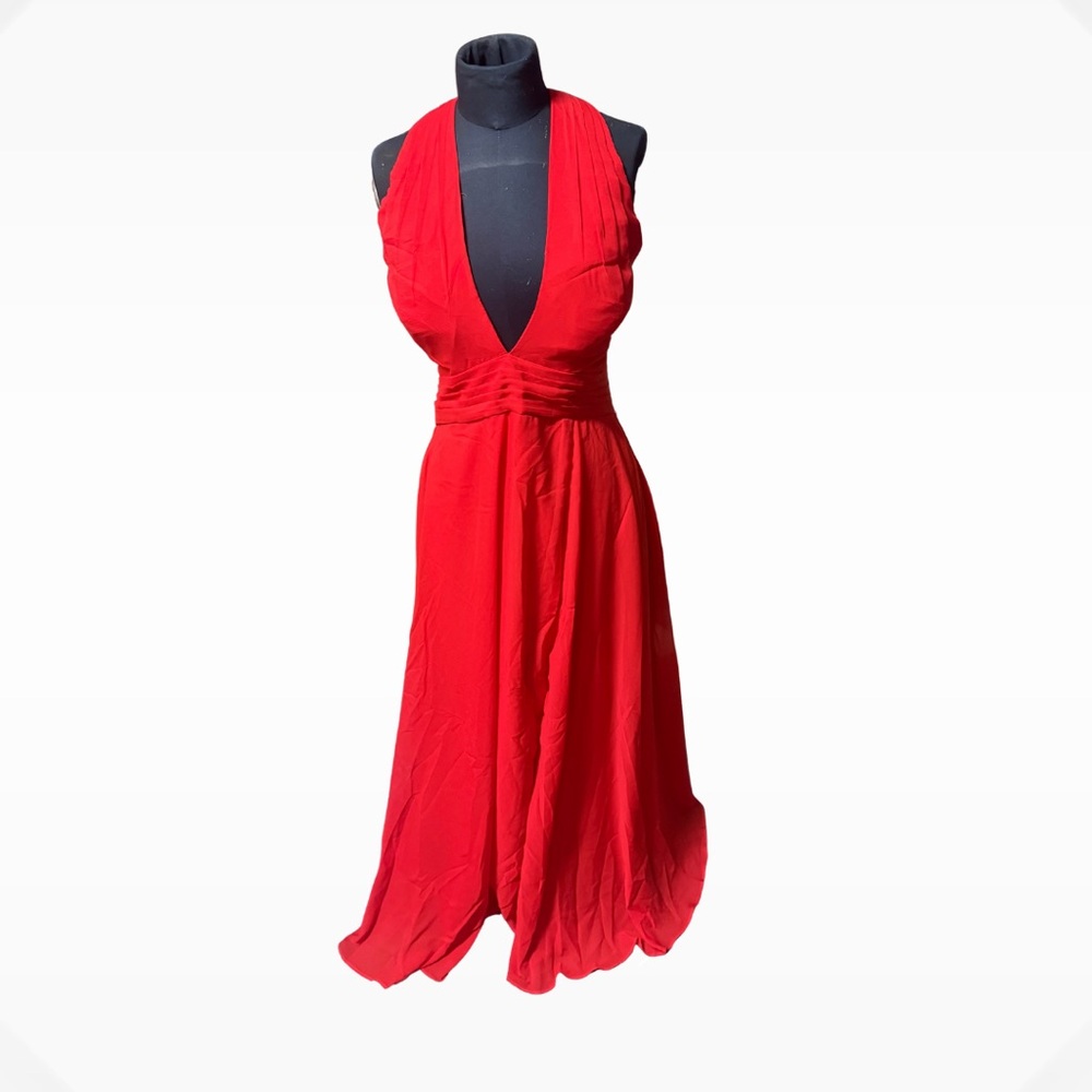 Elegant Red Halter Dress